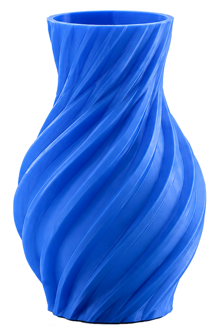 http://Blaues,%20gewelltes%20Vasenobjekt%20mit%20gerippten%20Falten%20und%20glatter%20Oberfläche,%20wie%20aus%20Kunststoff%20geformt